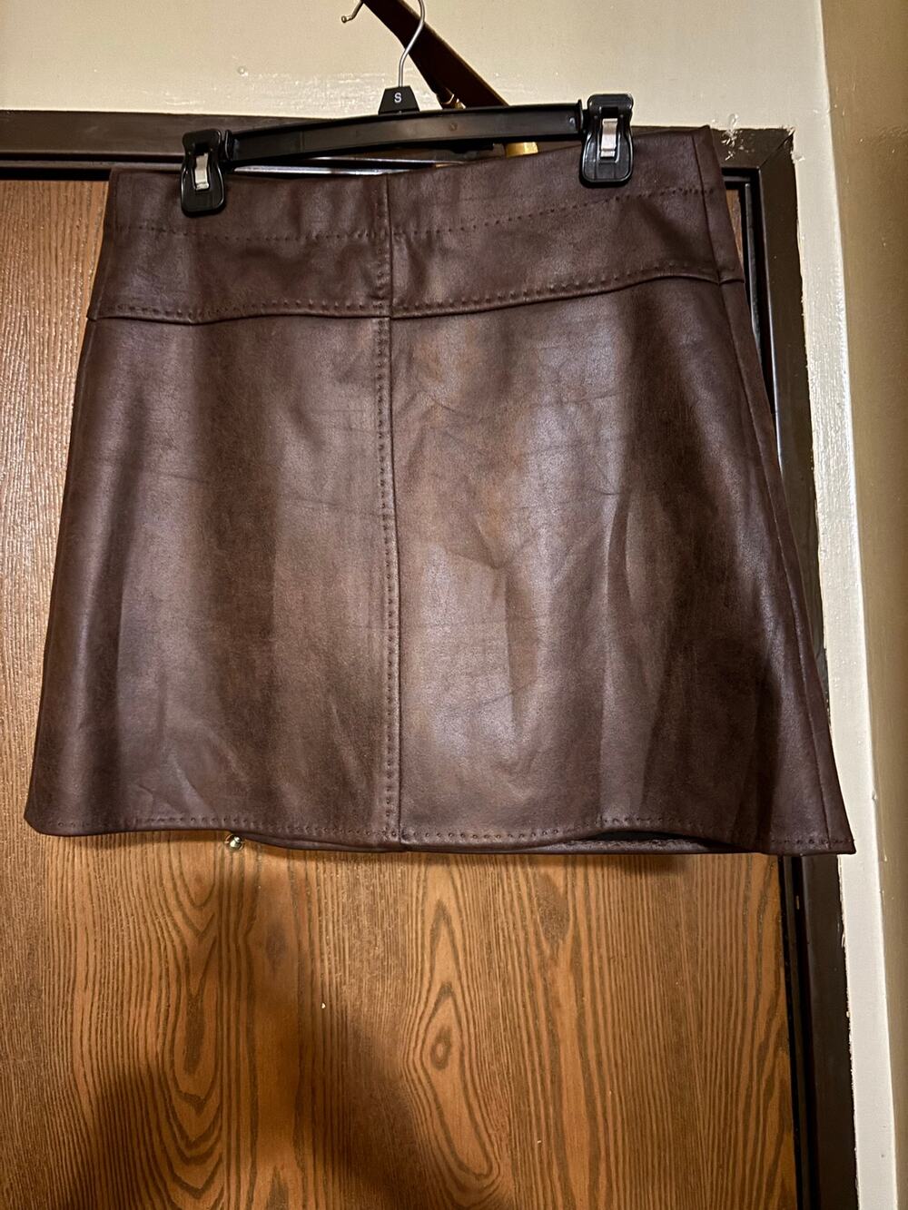 NWT Chocolate Brown Faux Suede Fall Preppy Mini Skirt